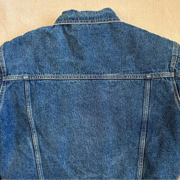VTG Urgent Gear Sports Wear Dark Wash Cropped Denim Jean Jacket Size XL/18 - Picture 3 of 11